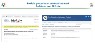 BioRxiv pre-print on coronavirus work
& datasets on SPP site
 