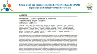 Single Gene use case: association between reduced STARD10
expression and defective insulin secretion
 