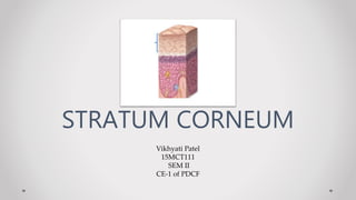 Vikhyati Patel
15MCT111
SEM II
CE-1 of PDCF
STRATUM CORNEUM
 