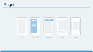 Pages
Content MasterDetail Navigation Tabbed Carousel
 