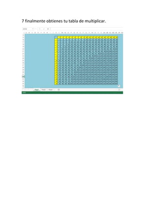 7 finalmente obtienes tu tabla de multiplicar.

 