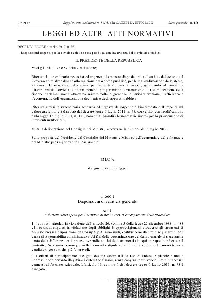 DECRETO-LEGGE 6 luglio 2012 n. 95