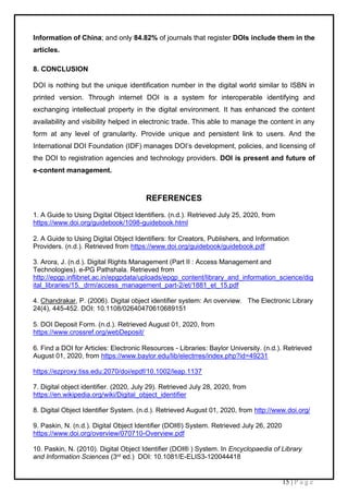 WHAT IS DIGITAL OBJECT IDENTIFIER? EXPLAIN ITS FEATURES AND OPERATION | PDF