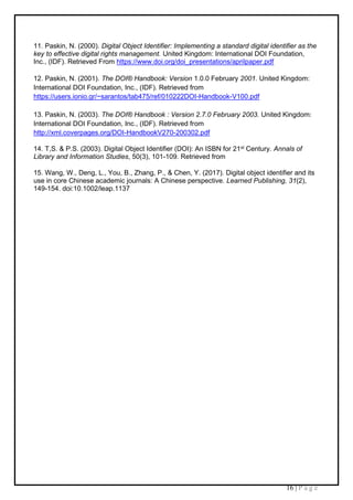 WHAT IS DIGITAL OBJECT IDENTIFIER? EXPLAIN ITS FEATURES AND OPERATION | PDF