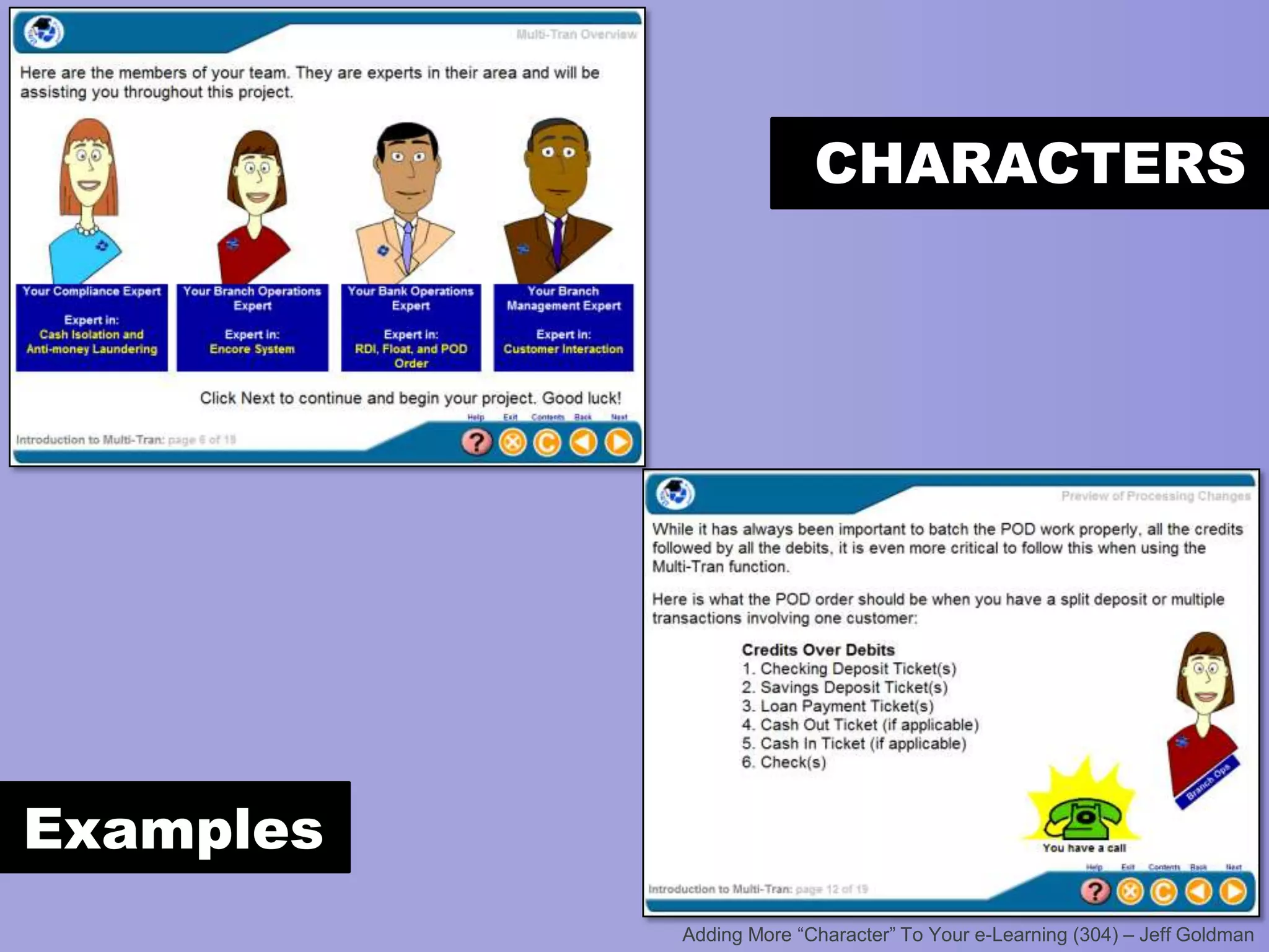CHARACTERS

Examples

 
