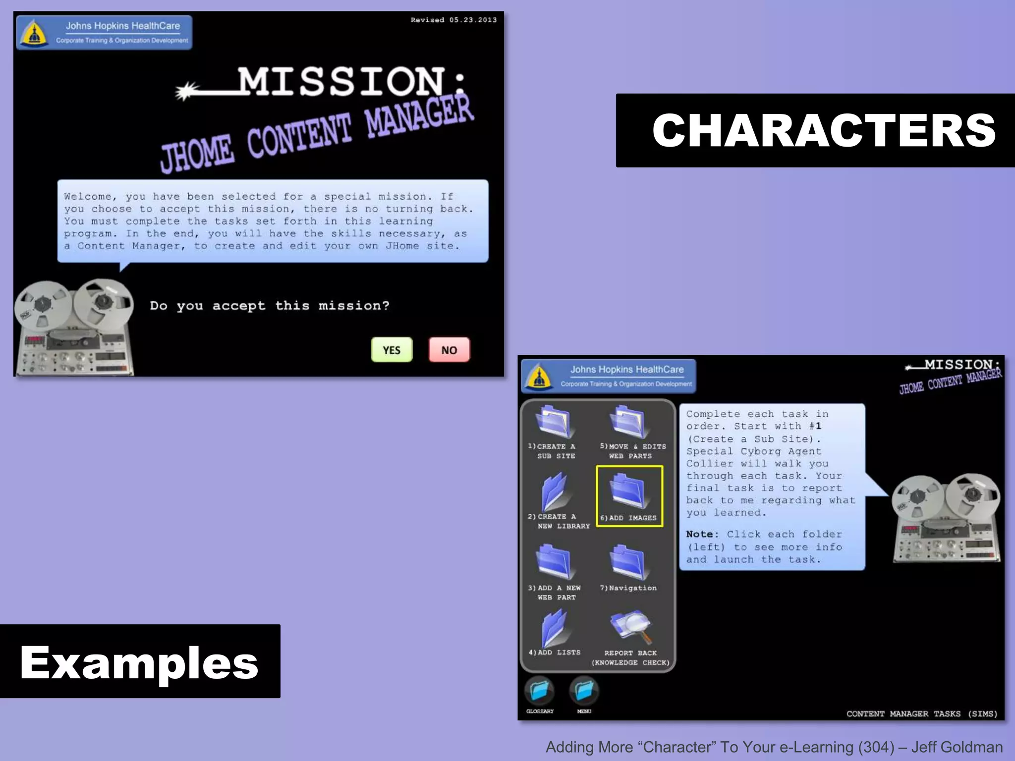 CHARACTERS

Examples

 