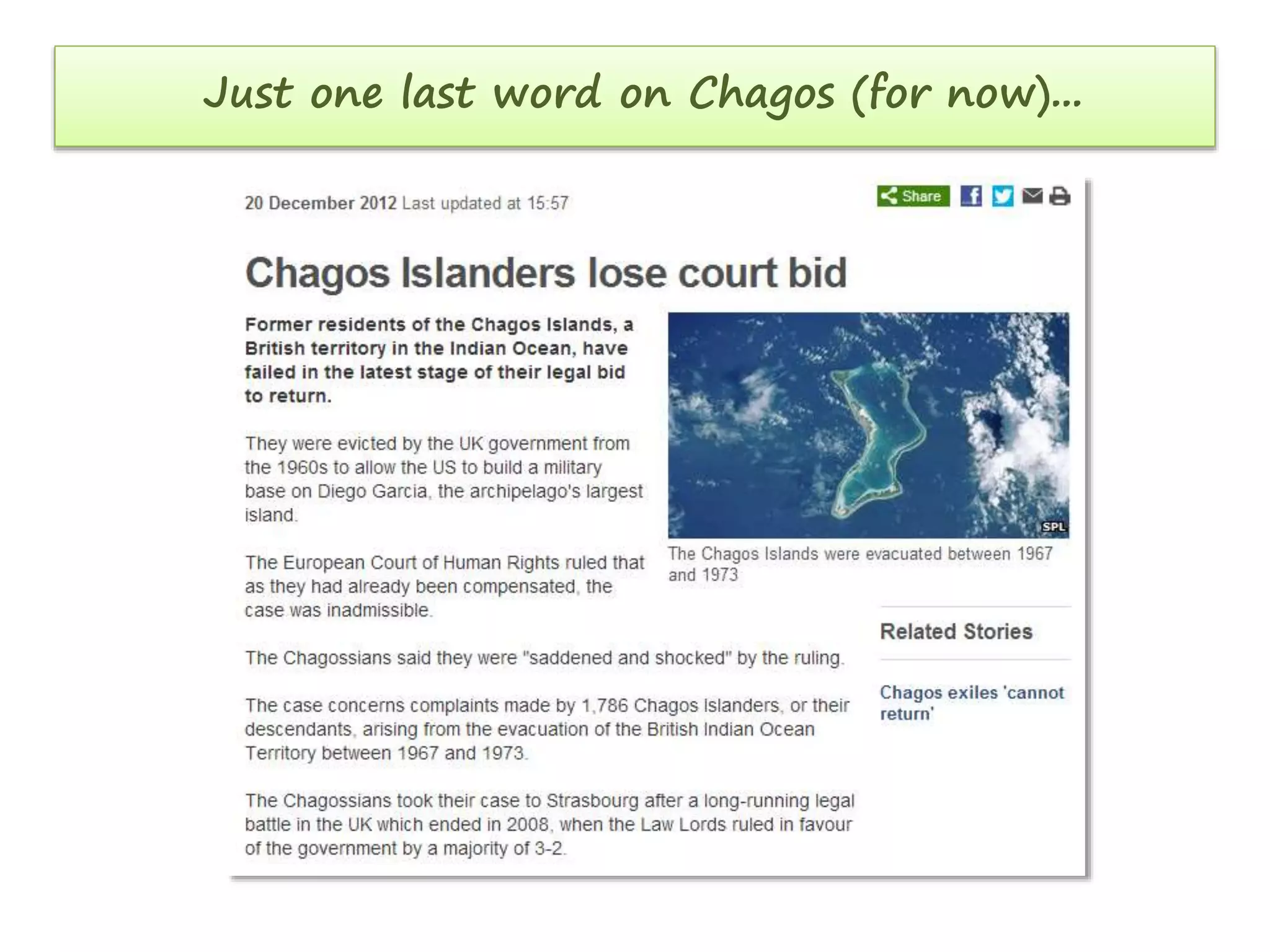 Just one last word on Chagos (for now)...

 