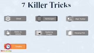 Align Toolbar
States vs.
Actions
Global
Filmstrip/TOC
Replacing
Images
Timeline
Hamburgers
 