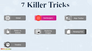 Align Toolbar
States vs.
Actions
Global
Filmstrip/TOC
Replacing
Images
Timeline
Hamburgers
 