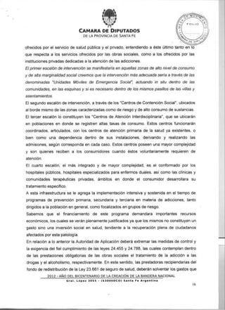 PROYECTO DE LEY PROGRAMA DE EMERGENCIA PROVINCIAL PARA LA PREVENCION DE ADICCIONES       SALUD Y ASISTENCIA SOCIAL
