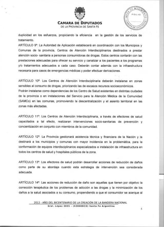 PROYECTO DE LEY PROGRAMA DE EMERGENCIA PROVINCIAL PARA LA PREVENCION DE ADICCIONES       SALUD Y ASISTENCIA SOCIAL