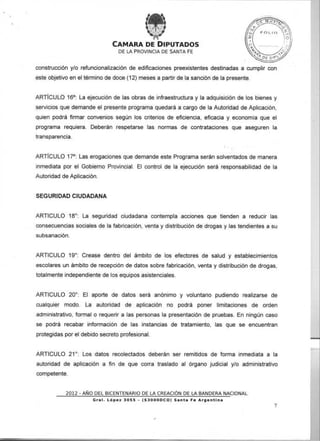 PROYECTO DE LEY PROGRAMA DE EMERGENCIA PROVINCIAL PARA LA PREVENCION DE ADICCIONES       SALUD Y ASISTENCIA SOCIAL