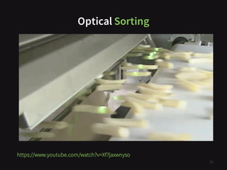 Optical Sorting
TODO
85
https://www.youtube.com/watch?v=Xf7jaxwnyso
 