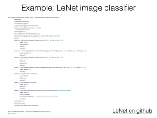 Example: LeNet image classiﬁer
LeNet on github
 