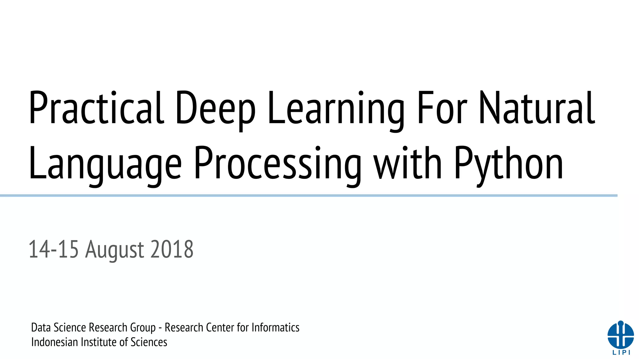 Practical Deep Learning for Natural Language Processing | PPT