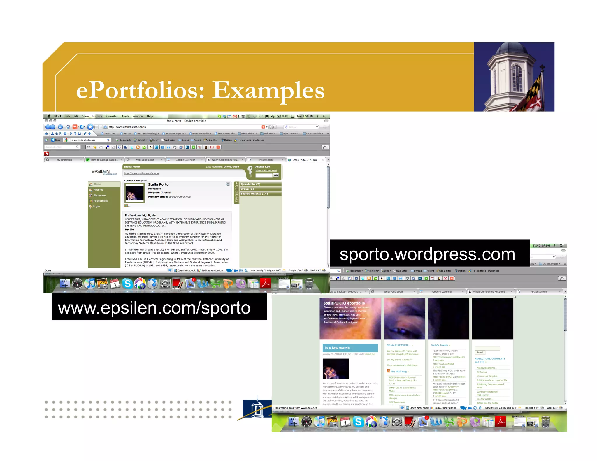 ePortfolios: Examples




                          sporto.wordpress.com

www.epsilen.com/sporto
 