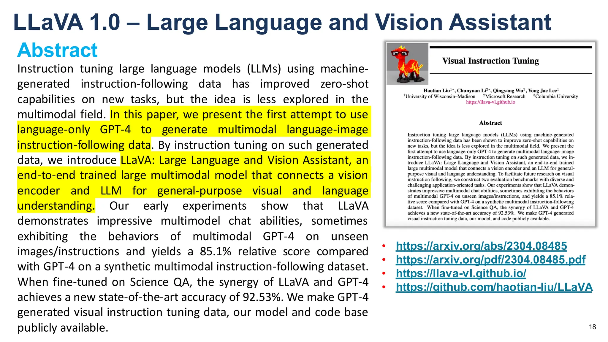 Introduction to Multimodal LLMs with LLaVA | PDF