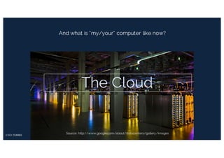 Source: http://www.google.com/about/datacenters/gallery/images
And what is “my/your” computer like now?
The Cloud
 