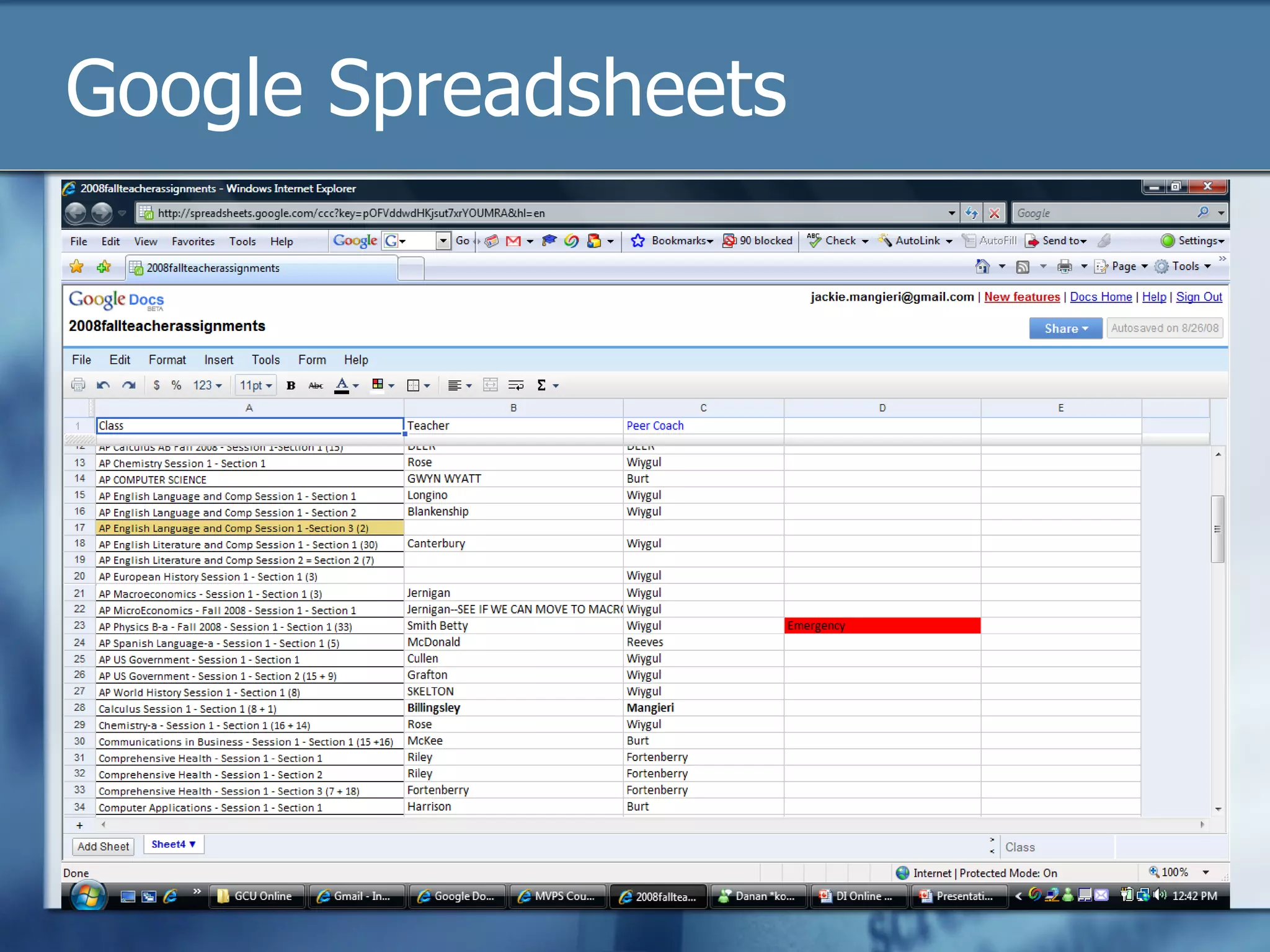 Google Spreadsheets 