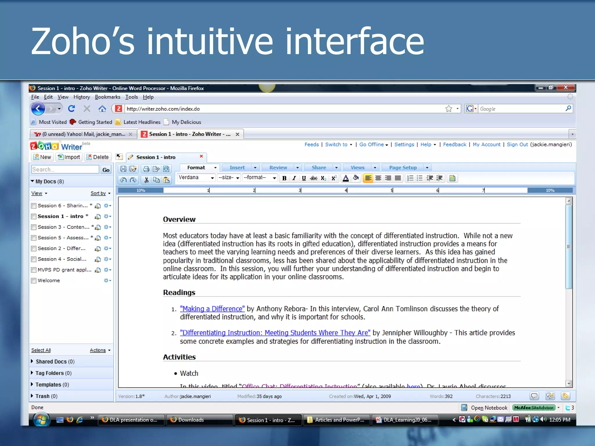Zoho’s intuitive interface 