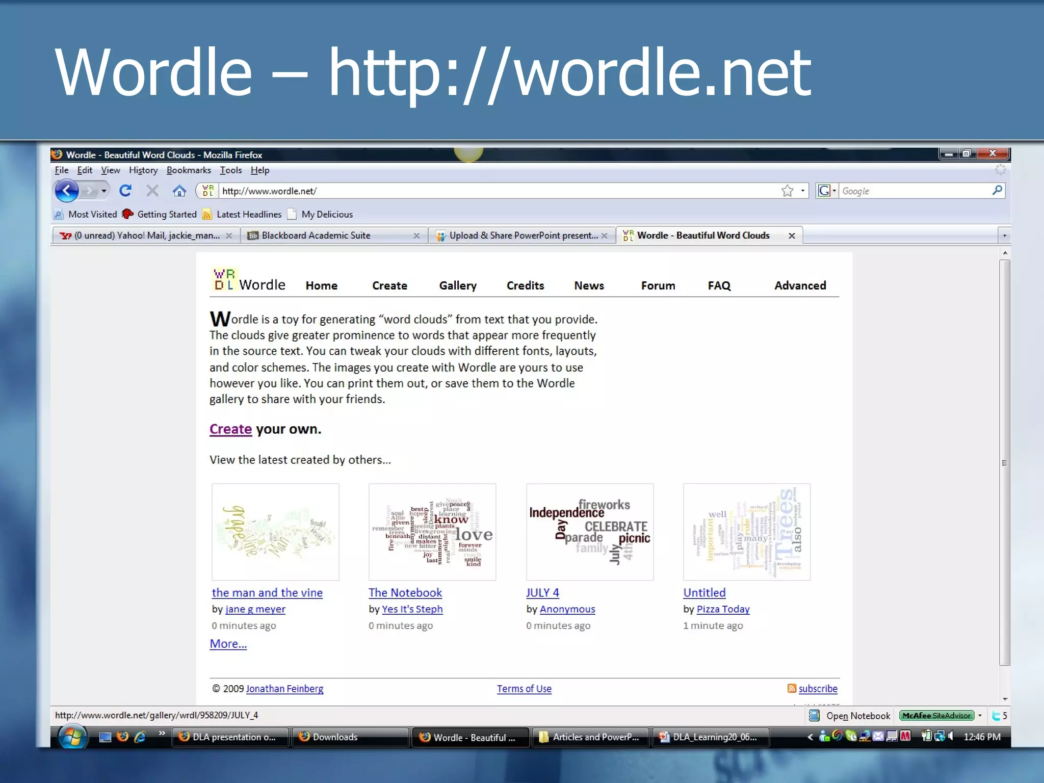 Wordle – http://wordle.net 