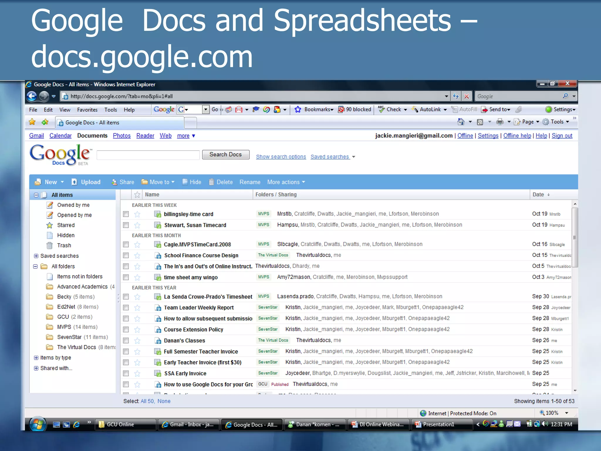 Google  Docs and Spreadsheets – docs.google.com  