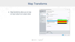 Map Transforms
● Map transforms allow you to map
an input value to an output value
 