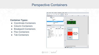 Perspective Containers
Container Types:
● Coordinate Containers
● Column Containers
● Breakpoint Containers
● Flex Containers
● Tab Containers
 