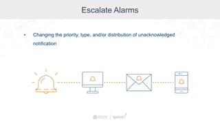 Escalate Alarms
• Changing the priority, type, and/or distribution of unacknowledged
notification
 