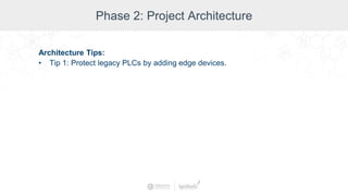 Phase 2: Project Architecture
Architecture Tips:
• Tip 1: Protect legacy PLCs by adding edge devices.
 