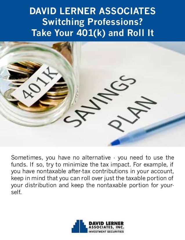 david lerner associates switching professions take your 401 k and switching professions