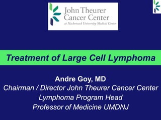 Treatment of Large Cell Lymphoma

                Andre Goy, MD
Chairman / Director John Theurer Cancer Center
          Lymphoma Program Head
        Professor of Medicine UMDNJ
 