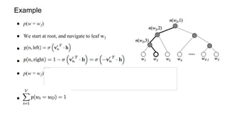 ● p(w = w2)
● We start at root, and navigate to leaf w2
●
●
● p(w = w2)
●
Example
 