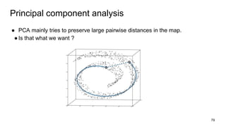 Principal component analysis
● PCA mainly tries to preserve large pairwise distances in the map.
●Is that what we want ?
79
 