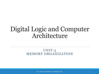 Digital Logic and Computer
Architecture
UNIT-5
MEMORY ORGANIZATION
DR. K. RADHIKA, PROFESSOR, IT DEPARTMENT, CBIT 1
 