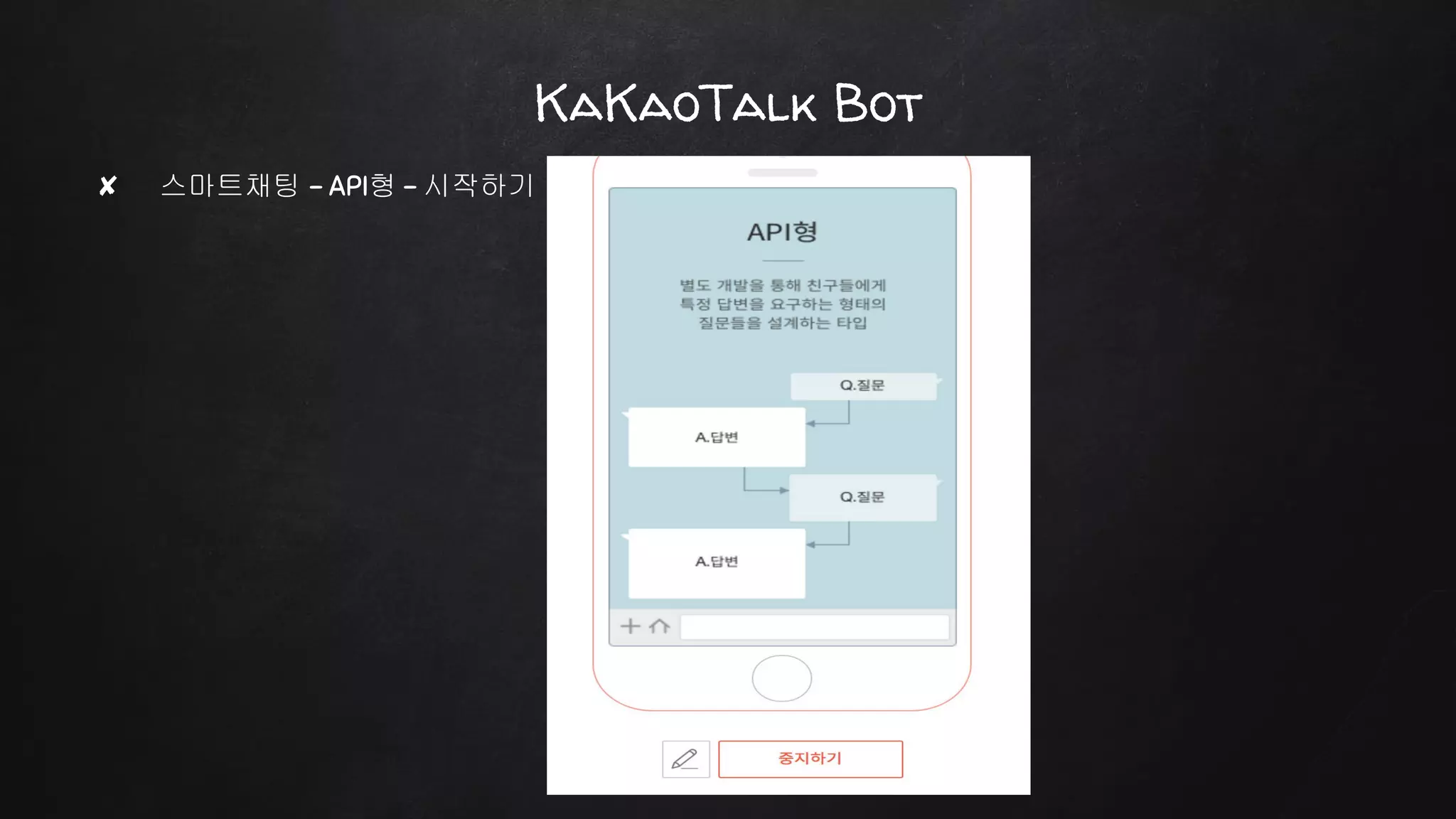 ✘ 스마트채팅 - API형 - 시작하기
KaKaoTalk Bot
 