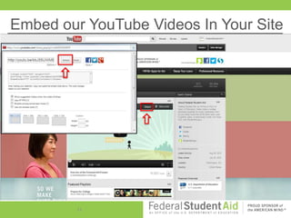 Embed our YouTube Videos In Your Site




         21
 