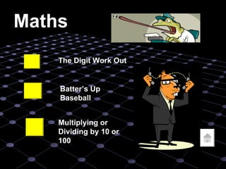 Maths The Digit Work Out Batter’s Up Baseball Multiplying or Dividing by 10 or 100 