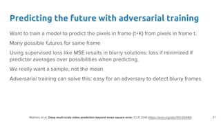 Predicting the future with adversarial training
21
 