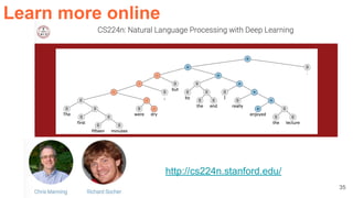 35
http://cs224n.stanford.edu/
Learn more online
 