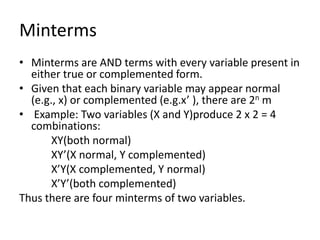 SOP POS, Minterm and Maxterm | PPT