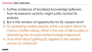 Conclusions. Policy implications
1. Further evidence of localised knowledge spillovers
from AI research activity: might ju...