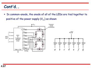 4.67
Cont’d..
 In commonanode, the anode of all of the LEDs are tied together to
positive of the power supply (Vcc) as shown
 