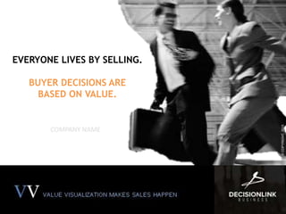 EVERYONE LIVES BY SELLING.
BUYER DECISIONS ARE
BASED ON VALUE.
COMPANY NAME
©COPYRIGHT,2015
 