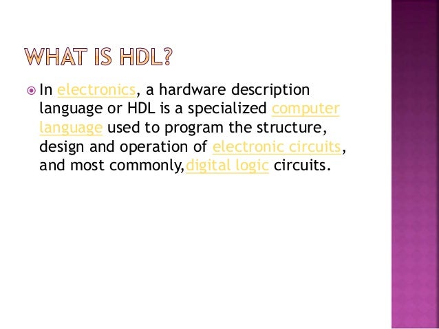 Hdl Hardware Description Language Presentation Hdl Hardware Description Language Presentation