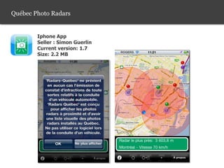  Surveillez votre conjoint !!!</li></li></ul><li>Smart Parking<br />Iphone App<br />Seller : Mobile City Gmbh<br />Current...