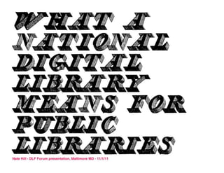 What a National Digital Library means for Public Libraries