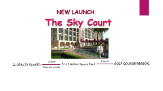  REALTY PLAYER
Launch
Next few months
5 to 6 Million Square Feet GOLF COURSE REGION.
Projects
 