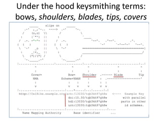 Under the hood keysmithing terms:
bows, shoulders, blades, tips, covers
 