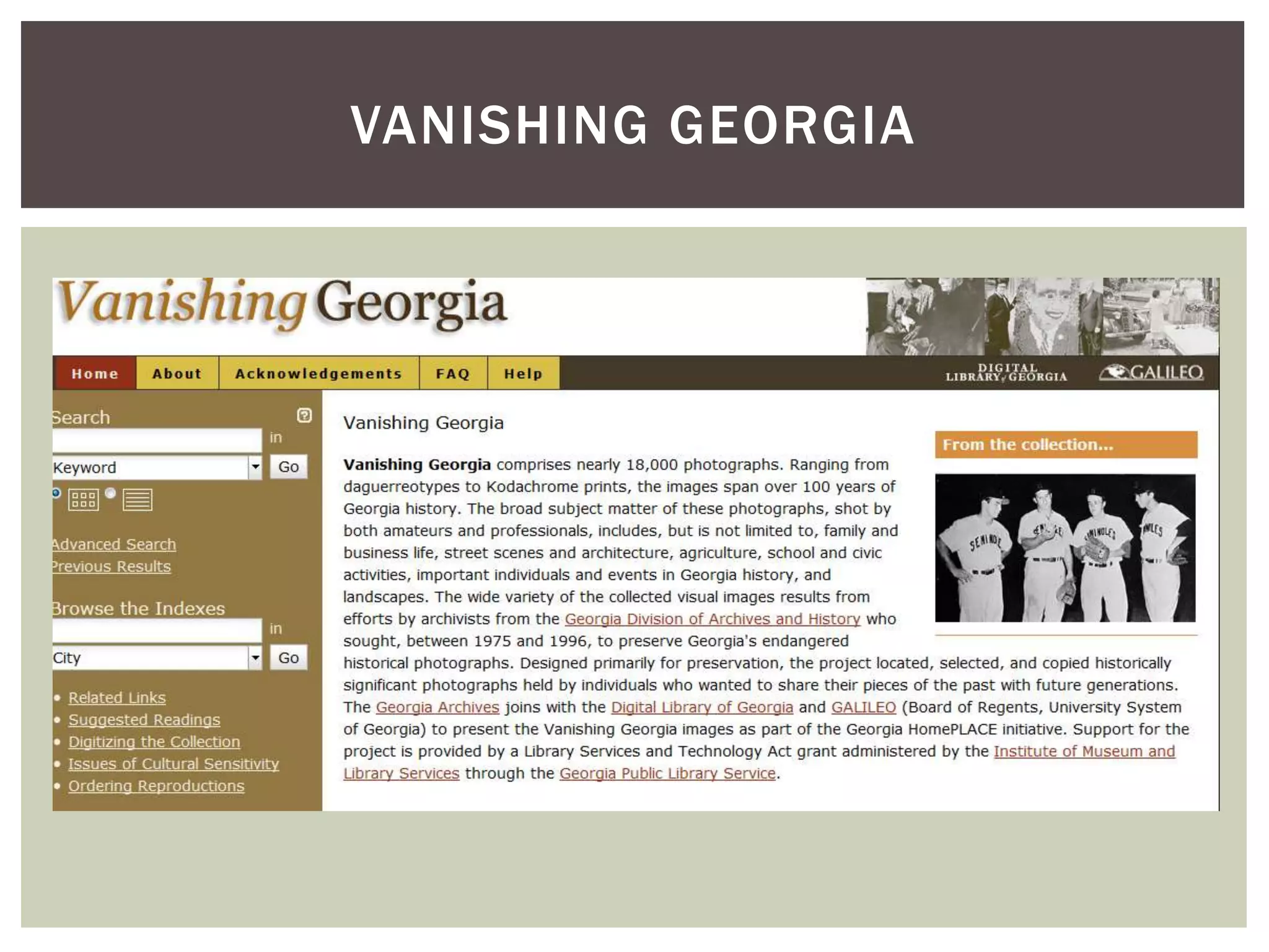 VANISHING GEORGIA
 